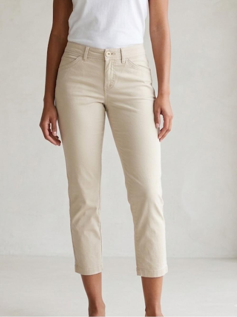 Reitmans Cream Slim‑Fit Cotton Pants – Size 8 | Neutral Capsule | Minimalist